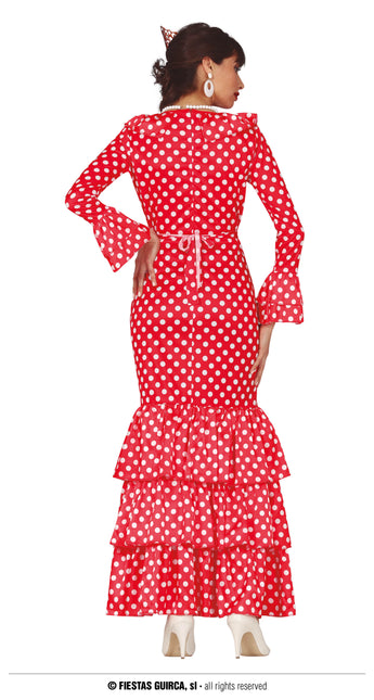Sukienka hiszpańska Flamenco w białe kropki