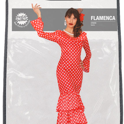 Sukienka hiszpańska Flamenco w białe kropki