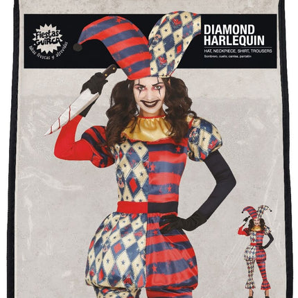 Kostium Harlequin na Halloween Damski horror