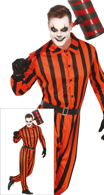 Halloweenowy kombinezon męski więzień arlekin