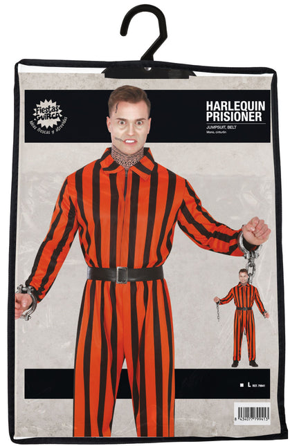 Halloweenowy kombinezon męski więzień arlekin