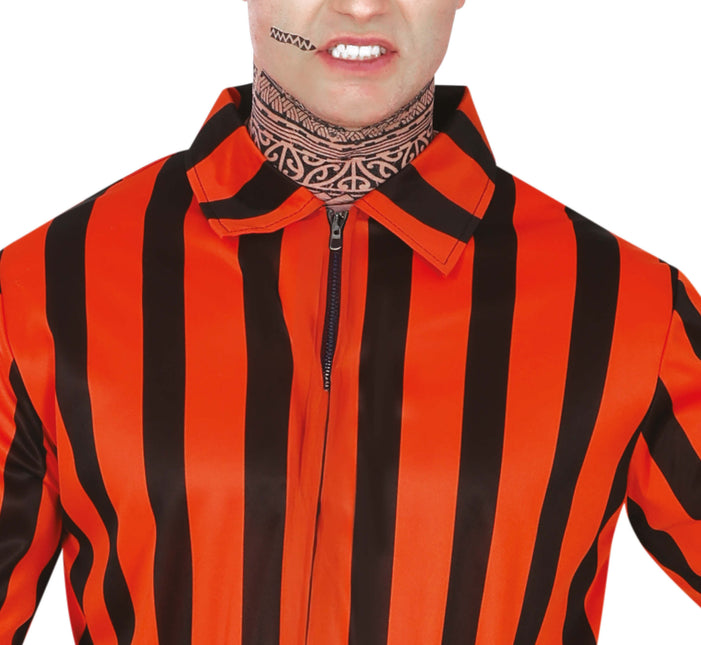 Halloweenowy kombinezon męski więzień arlekin