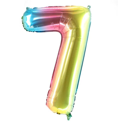 7 lat – balon z cyfrą „Rainbow”, pusty, 1 m