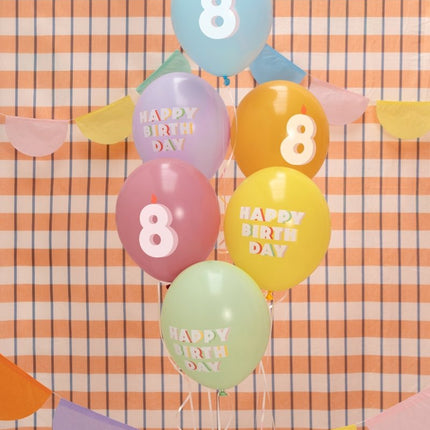 8 Jaar Ballonnen 30cm 6st van Partydeco koop je bij Partywinkel