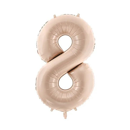 8 Jaar Cijfer Ballon Beige Glans Leeg 72cm van Partydeco koop je bij Partywinkel