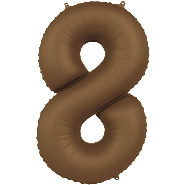 8 Jaar Cijfer Ballon Bruin Mat 86cm van Folat koop je bij Partywinkel