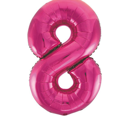 8 Jaar Cijfer Ballon Fuchsia Leeg 86cm van Unique koop je bij Partywinkel