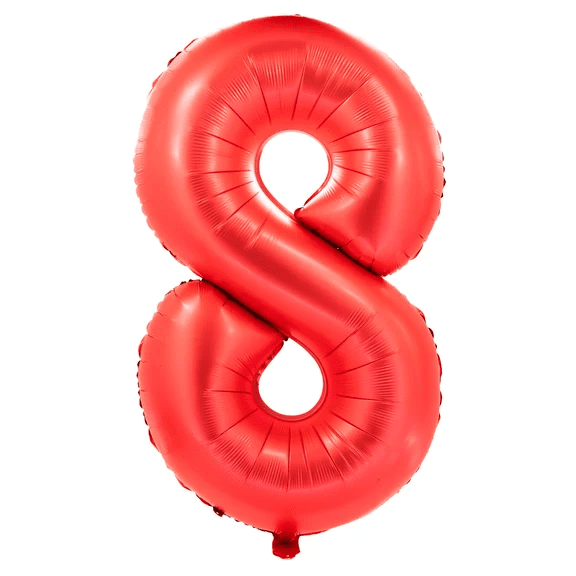 8 Jaar Cijfer Ballon Rood 1m van VDV Benefit koop je bij Partywinkel