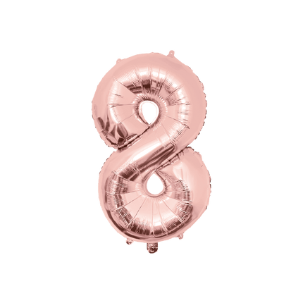 8 Jaar Cijfer Ballon Rose Goud Leeg 86cm - Partywinkel - 8716764237669