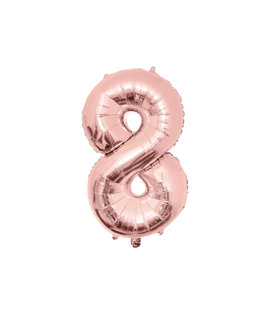 8 Jaar Cijfer Ballon Rose Goud Leeg 86cm - Partywinkel - 8716764237669