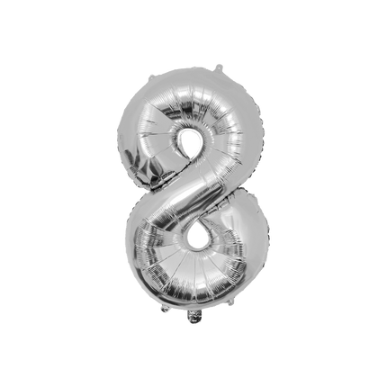 8 Jaar Cijfer Ballon Zilver Leeg 86cm - Partywinkel - 8716764237331