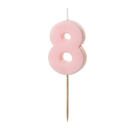 8 Jaar Kaars Lichtroze 5,5cm - Partywinkel - 5904555039018
