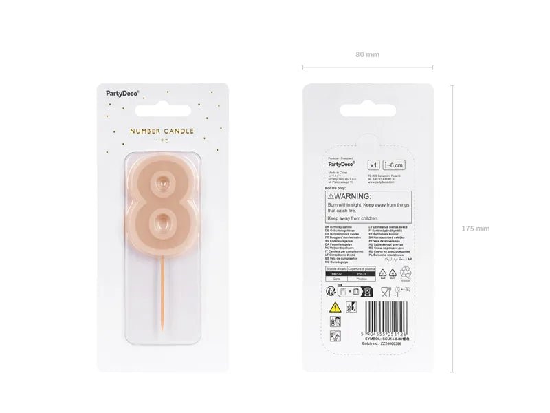 8 Jaar Kaars Nude 10cm van Partydeco koop je bij Partywinkel