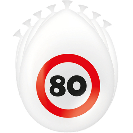 80 Jaar Ballonnen Verkeersbord 30cm - Partywinkel - 8716764235443