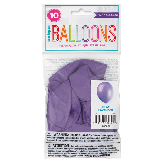 12" Balony lateksowe Premium, 10 sztuk - Liliowy lawendowy