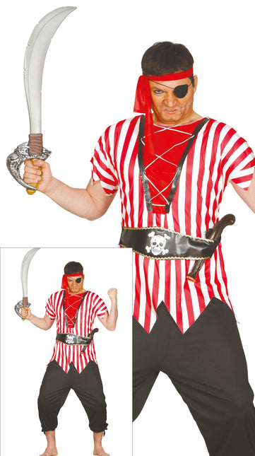 Kostium pirata czerwony biały męski