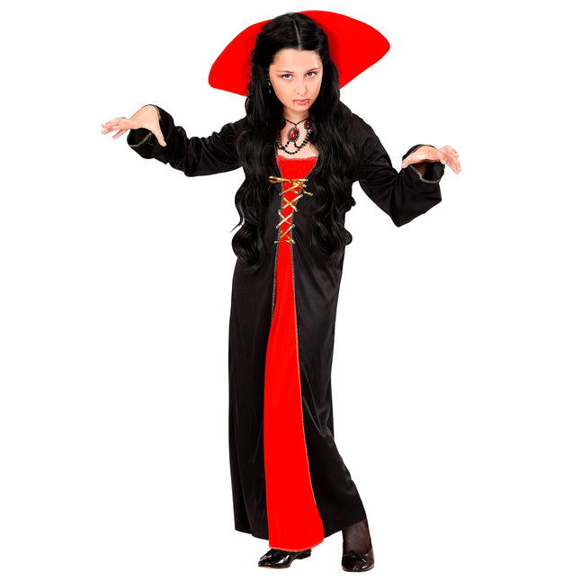 Sukienka na Halloween Czerwono Czarna Dziewczyna Wampir 2-częściowa