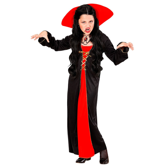 Sukienka na Halloween Czerwono Czarna Dziewczyna Wampir 2-częściowa