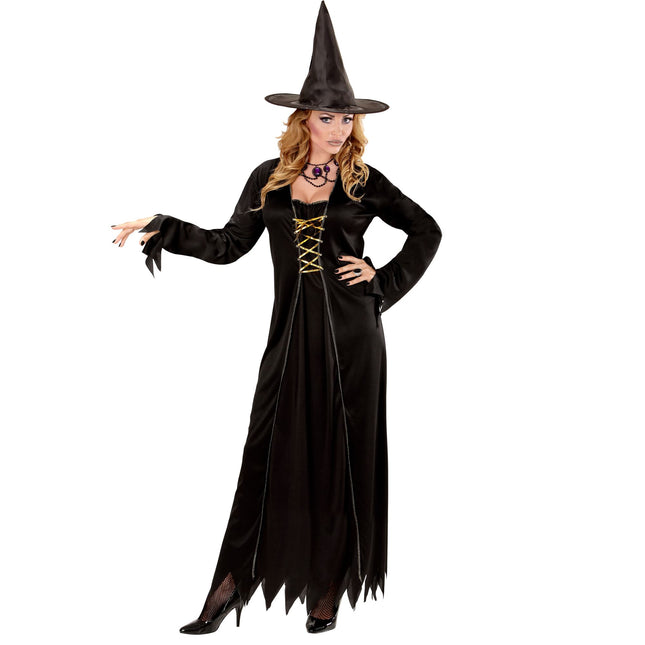 Sukienka na Halloween Czarna Damska Czarownica 2-częściowa