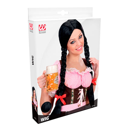 Peruka Oktoberfest z czarnymi warkoczami