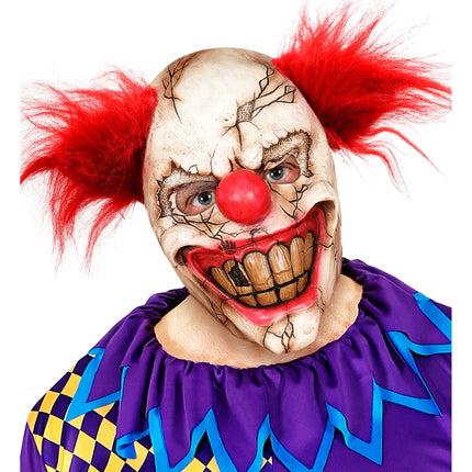 Maska na Halloween Biały Zabójczy Klaun z Włosami