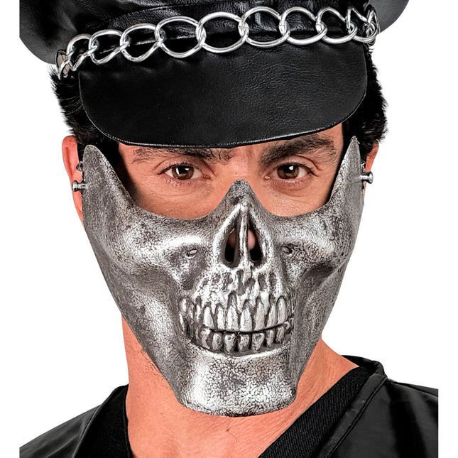 Ustnik na Halloween Srebrna Czaszka