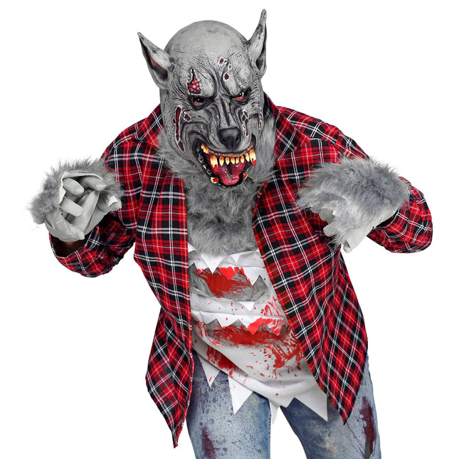 Maska na Halloween Szary Wilkołak Horror