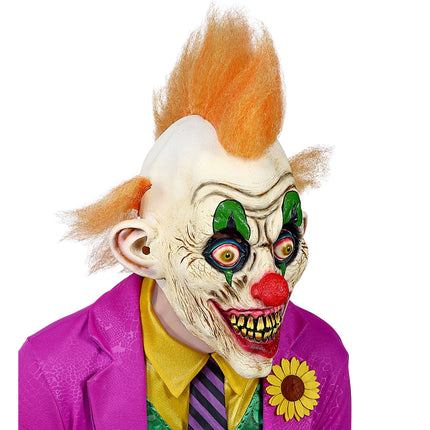 Maska na Halloween Cyrkowy klaun z włosami