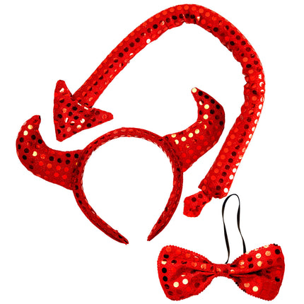 Czerwony zestaw akcesoriów Devil Sequins