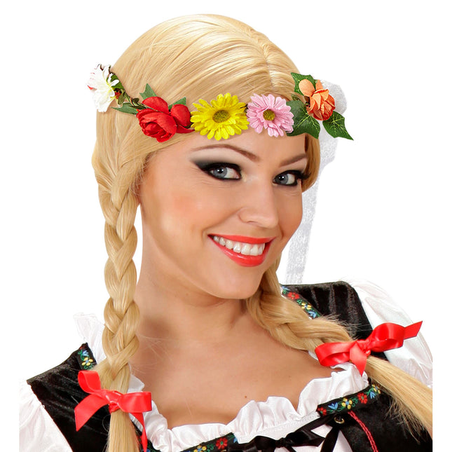 KWIATOWA KORONA Z WSTĄŻKĄ