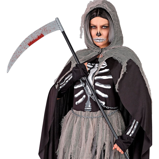 Halloweenowa sztuczna kosa Bloody 1,2 m