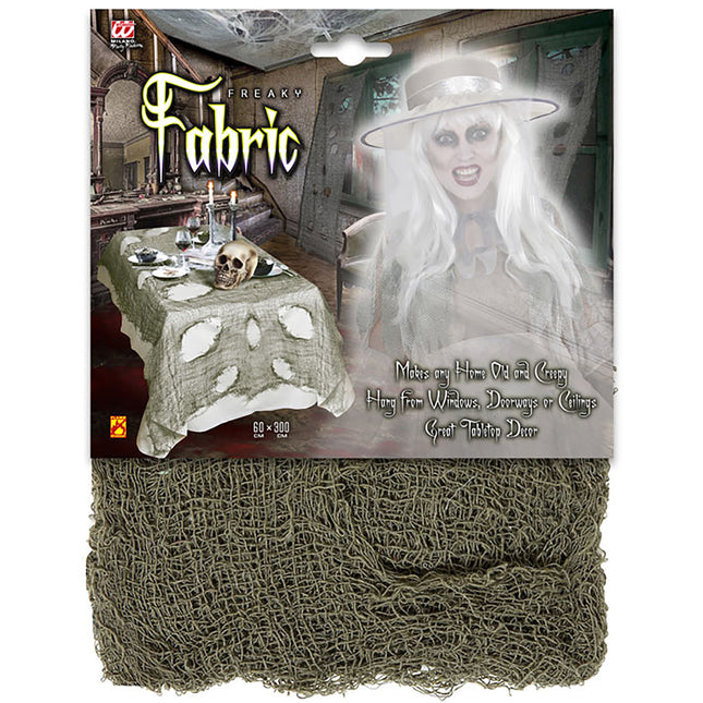 Obrus na Halloween zielony podarty 3m