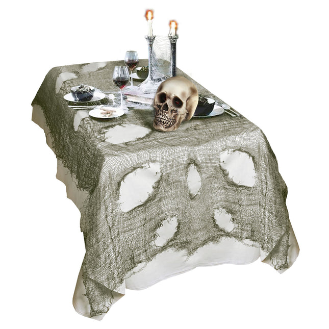 Obrus na Halloween zielony podarty 3m