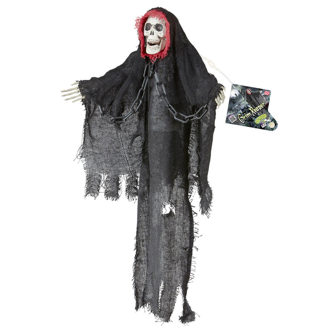 Halloweenowa lalka szkielet z dźwiękiem 46 cm