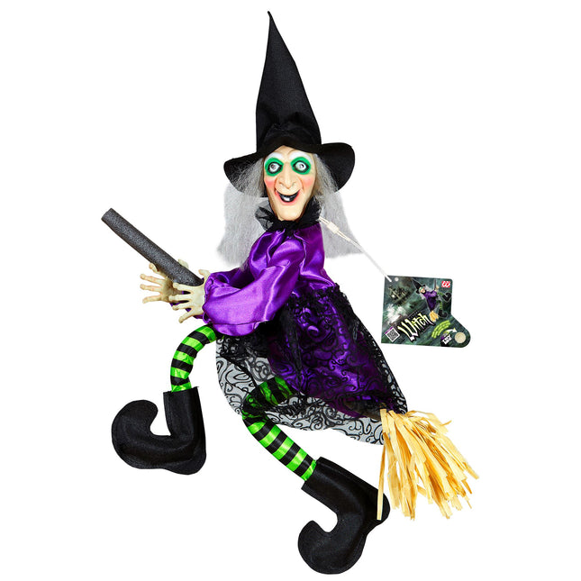 Halloweenowa lalka czarownica ze światłem i ruchem 70 cm