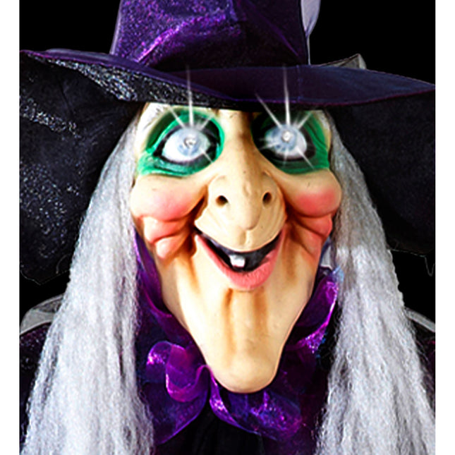 Halloweenowa lalka czarownica ze światłem, dźwiękiem i ruchem 1,83 m