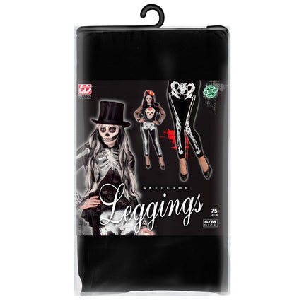 Legginsy na Halloween Czarny Biały Szkielet