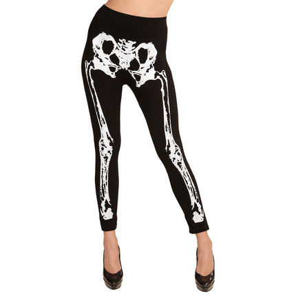 Legginsy na Halloween Czarny Biały Szkielet