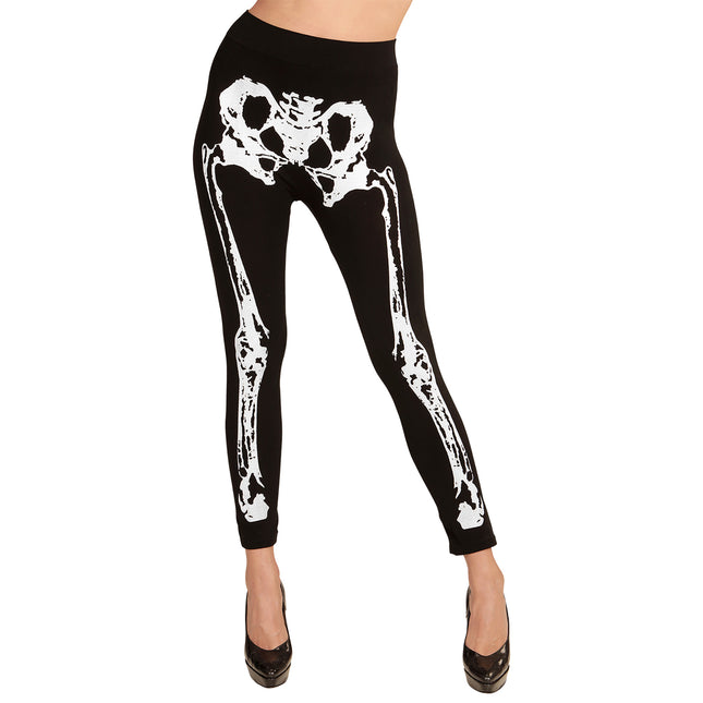 Legginsy na Halloween Czarny Biały Szkielet