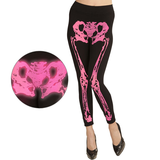Legginsy na Halloween Różowy Szkielet