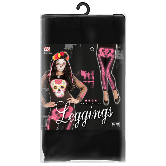 Legginsy na Halloween Różowy Szkielet