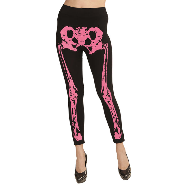 Legginsy na Halloween Różowy Szkielet