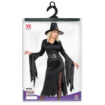 Sukienka na Halloween Czarna damska czarownica 3-częściowa