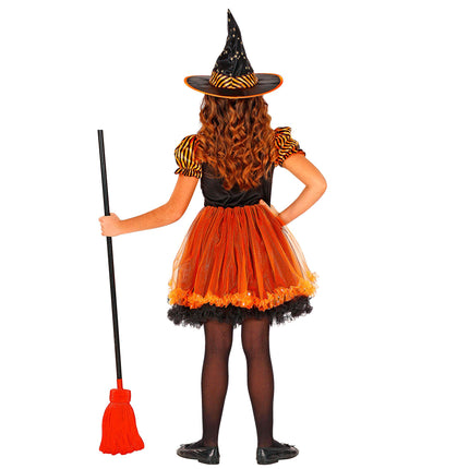 Sukienka na Halloween Czarno-pomarańczowa Dziewczyna Czarownica
