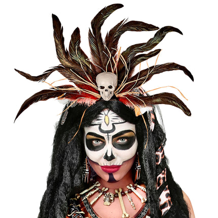 Halloweenowa opaska do włosów Voodoo Skull