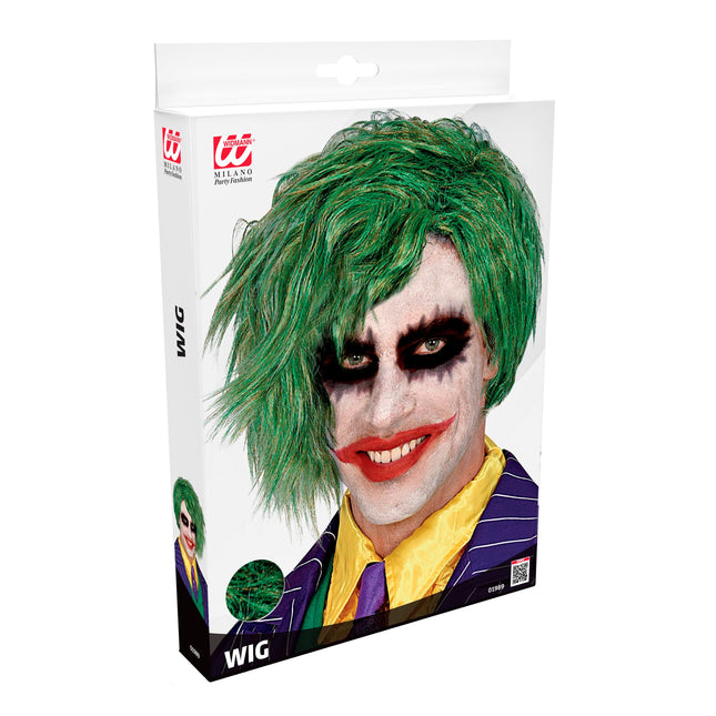 Peruka na Halloween Zielony Klaun
