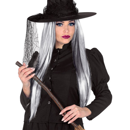 Peruka na Halloween Biały Czarny Duch