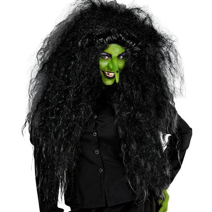 Peruka na Halloween Czarna damska czarownica