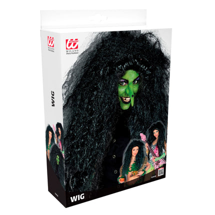Peruka na Halloween Czarna damska czarownica