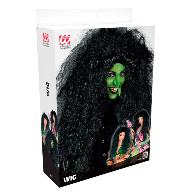Peruka na Halloween Czarna damska czarownica
